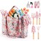 Gardening Tools, 10-Piece Gardening Gift Set for Women, Rust-Proof & Heavy-Duty Tools with Floral Organizer Bag, Fashionable & Thoughtful Gift for Garden Women (Pink)